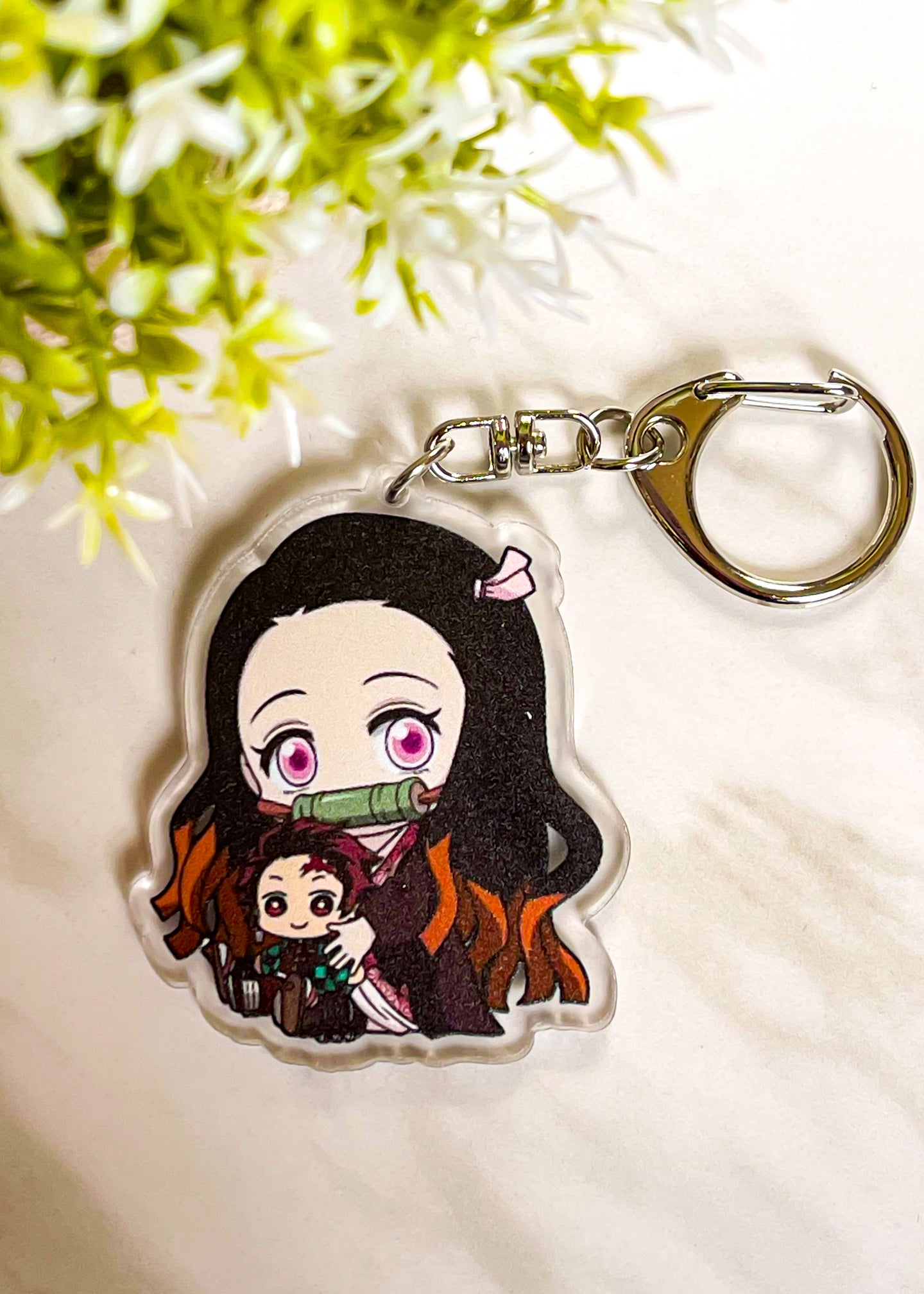 Nezuko Holding Tanjiro Keychain