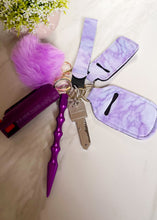 Load image into Gallery viewer, Purple Marble Self Defense 7 Piece Keychain
