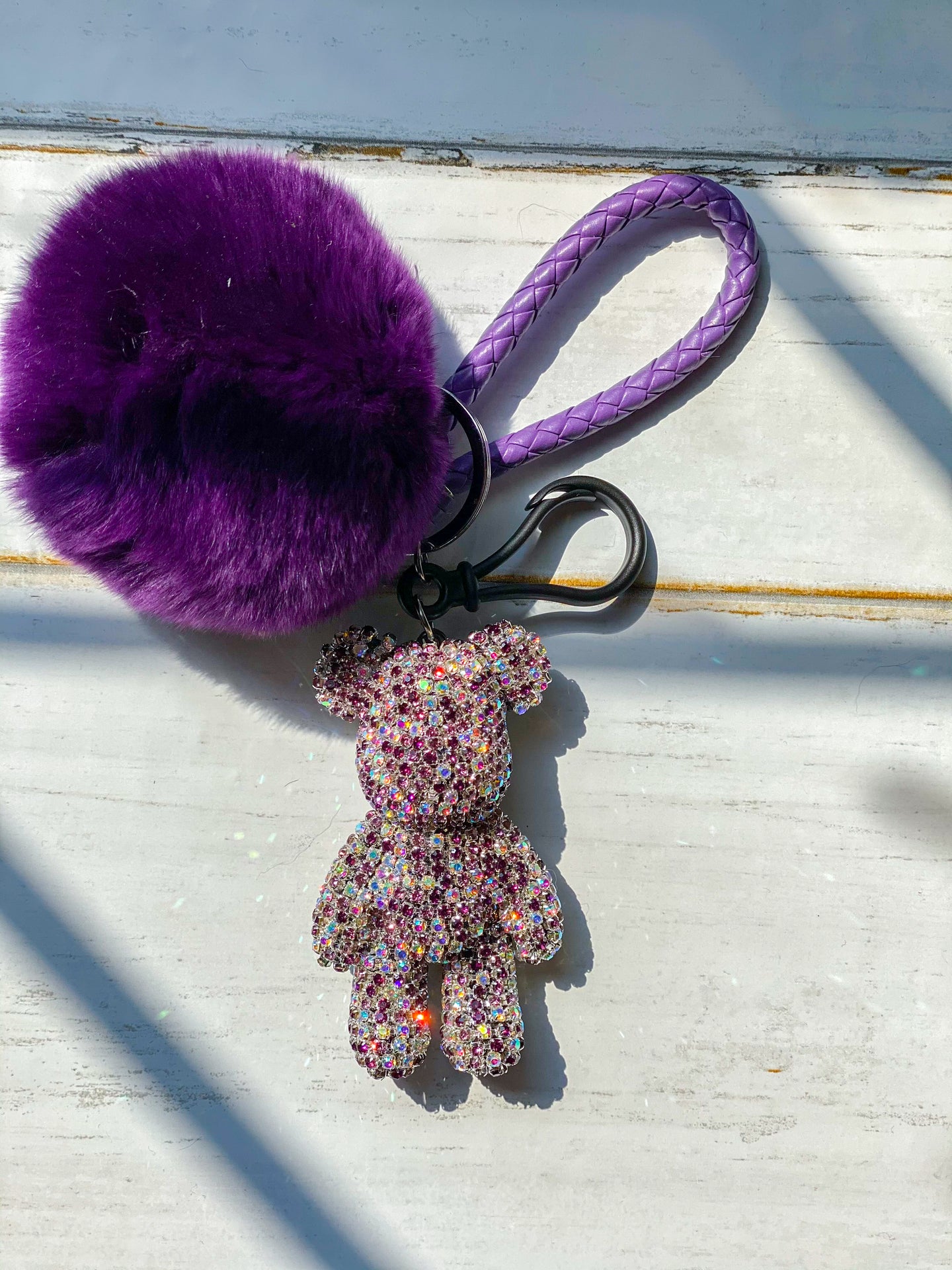 Purple Luxe Bear Keychain