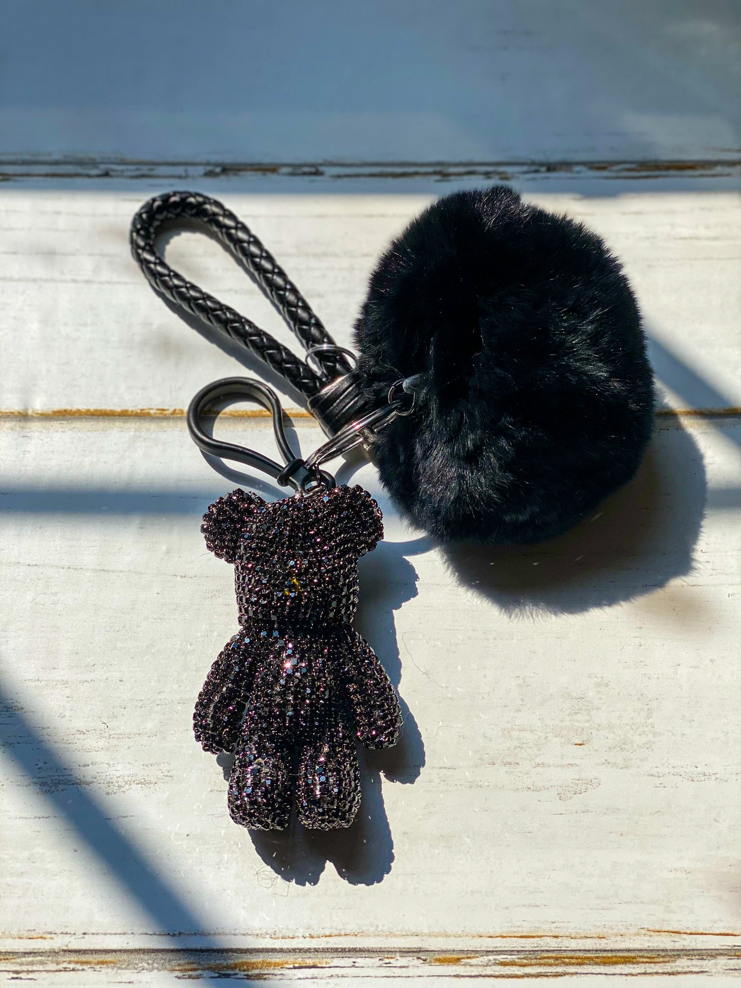 Black Luxe Bear Keychain